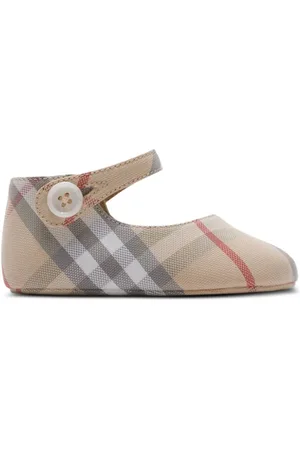 Burberry Check-print cotton mary jane shoes
