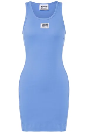 Moschino Logo-appliqué ribbed minidress