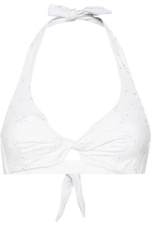 MC2 SAINT BARTH Tristan floral-embroidered bikini top