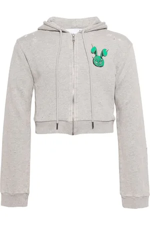 Natasha Zinko Graphic-print cropped zip-up hoodie