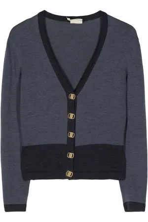 Salvatore Ferragamo Engraved-logo buttons V-neck wool cardigan