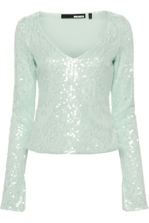 ROTATE Sequinned mesh longleeved T-shirt