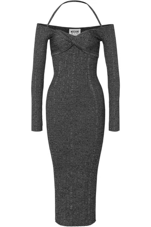Moschino Off-shoulder ribbed midi dress