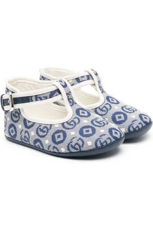 Gucci Double G canvas crib shoes
