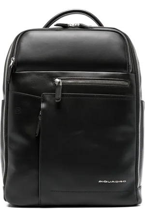 Piquadro Cary logo-lettering leather backpack