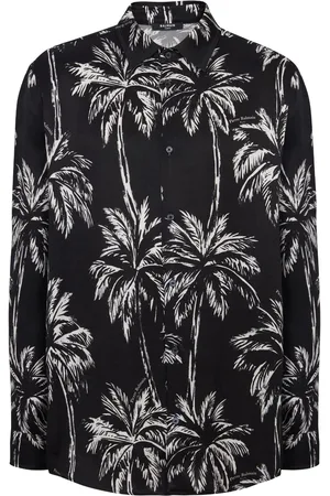Balmain Palm tree-print satin shirt