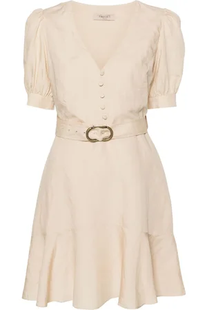 Twin-Set Puff-sleeves flared midi dress