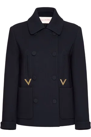 VALENTINO GARAVANI Logo-plaque virgin wool-blend coat