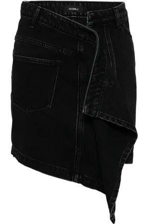 GOEN.J Asymmetric draped denim skirt