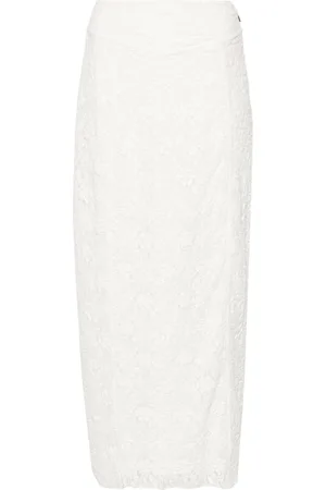ROTATE Floral-lace mesh maxi skirt
