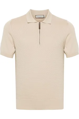 CANALI Zip-up cotton polo shirt