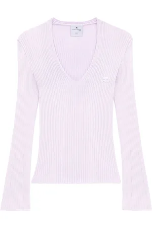 Courrèges V-neck ribbed jumper