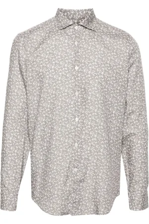 CANALI Floral-print poplin shirt