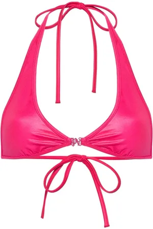 Palm Angels Monogram-plaque bikini top