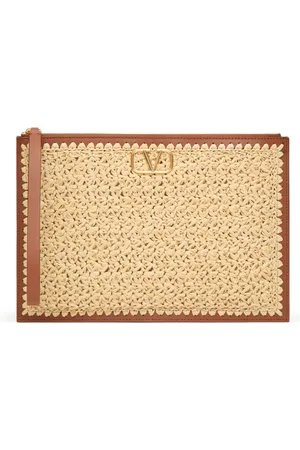 VALENTINO GARAVANI VLogo Signature raffia clutch bag