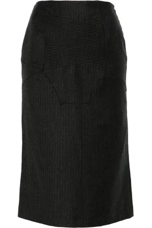 John Galliano 1990s pinstripe-pattern wool midi skirt