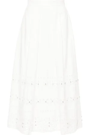 HUISHAN ZHANG Broderie-anglaise pleated midi skirt