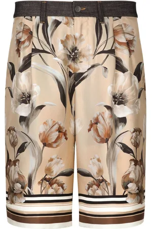 Dolce & Gabbana Floral-print panelled denim shorts