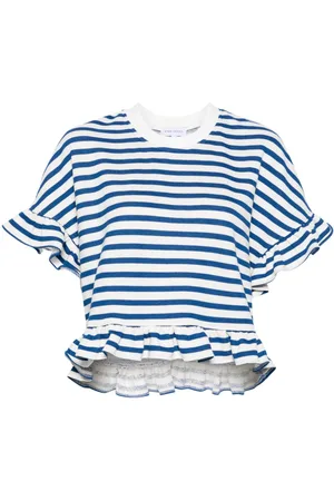 Ioana Ciolacu Striped Peony ruffled sweatshirt