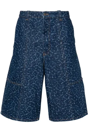 Maison Kitsuné Abstract Daisy-print denim shorts