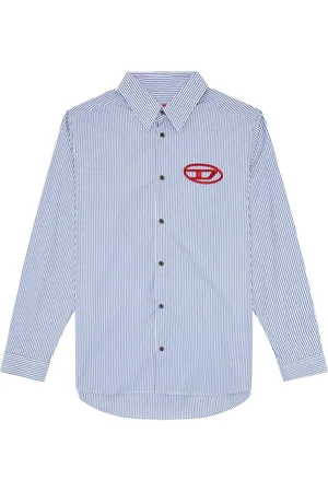 Diesel Embroidered-logo striped poplin shirt