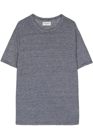 OFFICINE GENERALE Striped stretch-linen T-shirt
