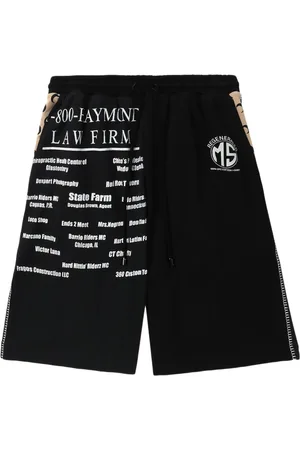 Marine Serre Text-print cotton track shorts