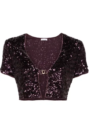 Oseree Sequinned cropped cardigan