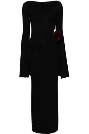 MANURI Floral-appliqué jersey maxi dress