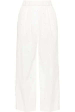 PESERICO SIGN Rhinestone-embellished straight-leg trousers