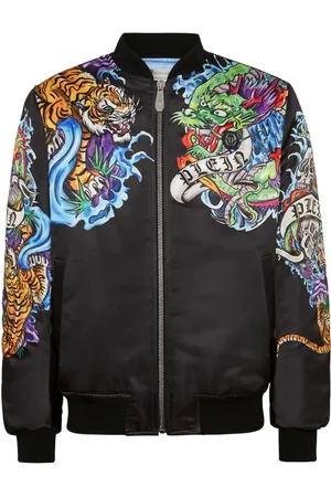 Philipp Plein Tattoo-print satin bomber jacket
