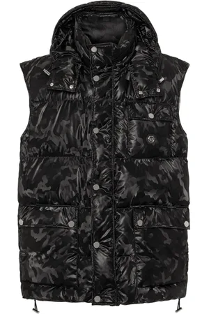 Philipp Plein Camouflage-print hooded puffer gilet