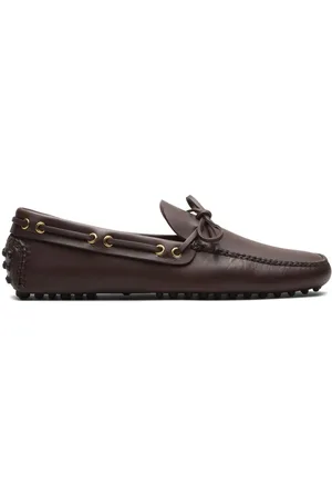 CAR SHOE Lux bow-detail leather boat shoes