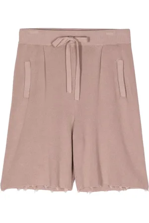 LANEUS Raw-edge cotton shorts