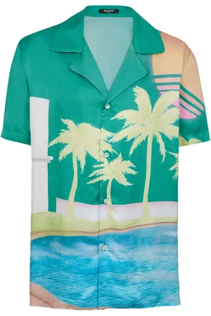 Balmain Graphic-print satin shirt