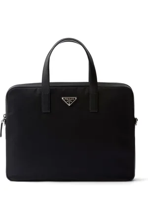 Prada Re-Nylon leather-trimmed briefcase