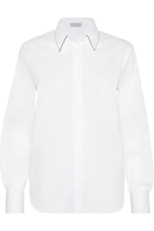 Brunello Cucinelli Collar-trim long-sleeve shirt