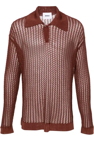 BONSAI Long-sleeve open-knit polo shirt