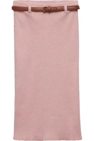 Prada Belted ribbed cotton midi skirt