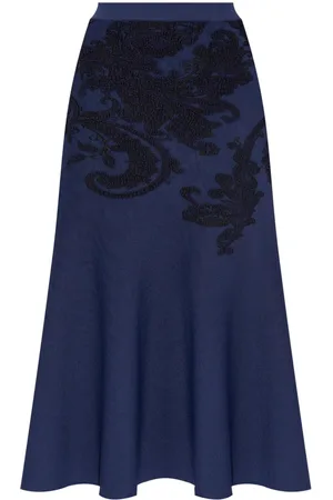 Etro Embroidered A-line midi skirt