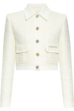Casablanca Logo-embroidered tweed jacket
