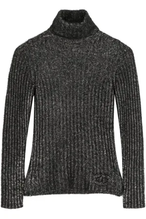 CHANEL 2000s high-neck ribbed-knit jumper