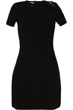 VALENTINO GARAVANI Floral-appliqué cotton mini dress