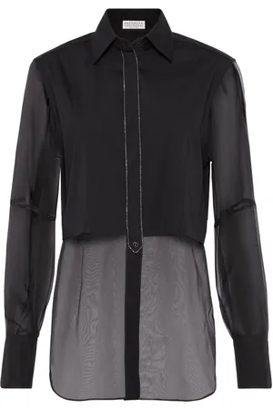 Brunello Cucinelli Transparent-panel poplin shirt