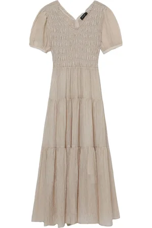 tout a coup Puff-sleeves smocked midi dress