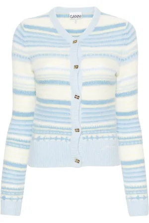Ganni V-neck striped cardigan