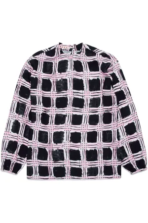 Marni Check-print round-neck blouse
