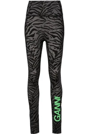 Ganni Zebra-print high-waisted leggings
