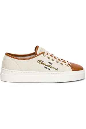 santoni Logo-print canvas sneakers