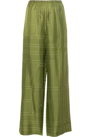 Totême Monogram silk straight-leg trousers